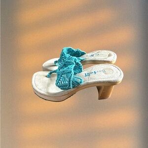 pop Teal Braided Thong Sandals